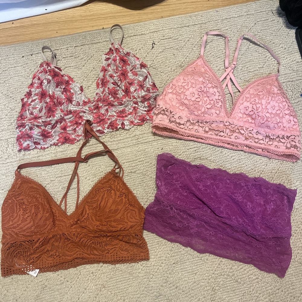Set 4 Lace Bralette Lot bra balconette lacy floral feminine sexy cami tank tube